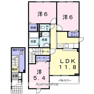 サンリット桔梗Ⅱ【2階】の間取り